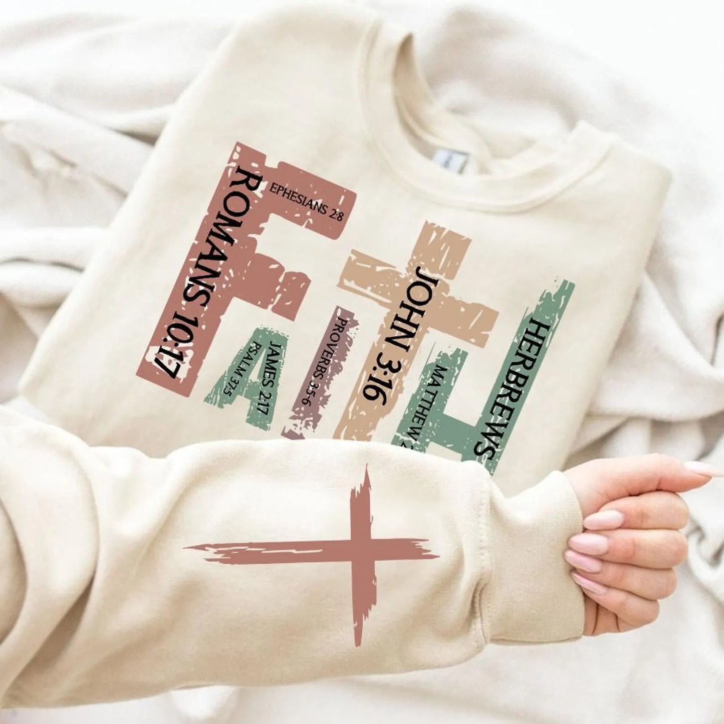 Christian Sweatshirt, Faith Sweatshirt with Bible Verses, Religious Sweatshirt