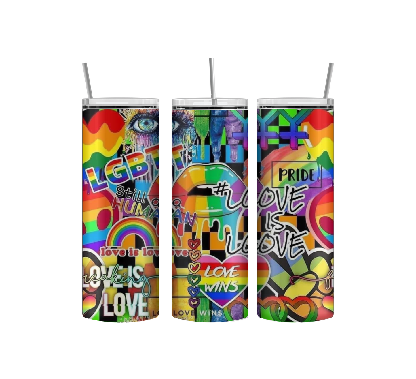 Love is Love Pride Tumbler, 20oz Tumbler that holds Cold and Hot beverages for up to 8 hours.