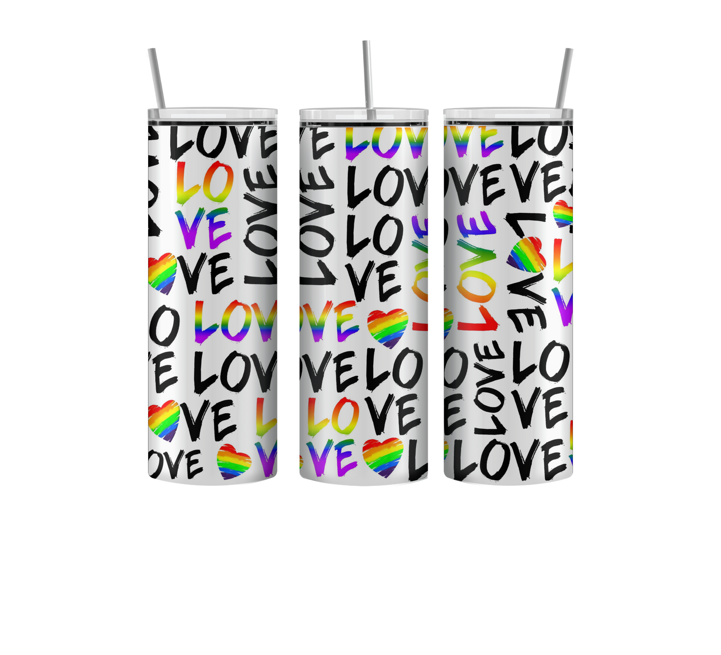 Love is Love Pride Tumbler, 20oz Tumbler that holds Cold and Hot beverages for up to 8 hours.